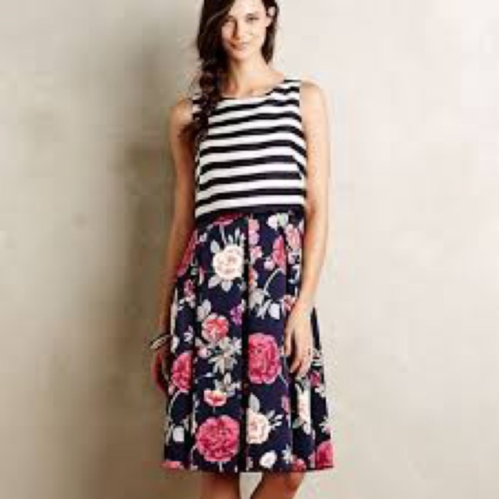 Moulinette Soeurs Striped Floral Midi Dress